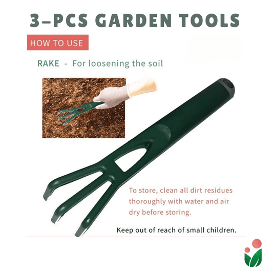 (3-pcs Green) PREMIUM HAND TOOLS 3pcs- Set for Gardening Purposes