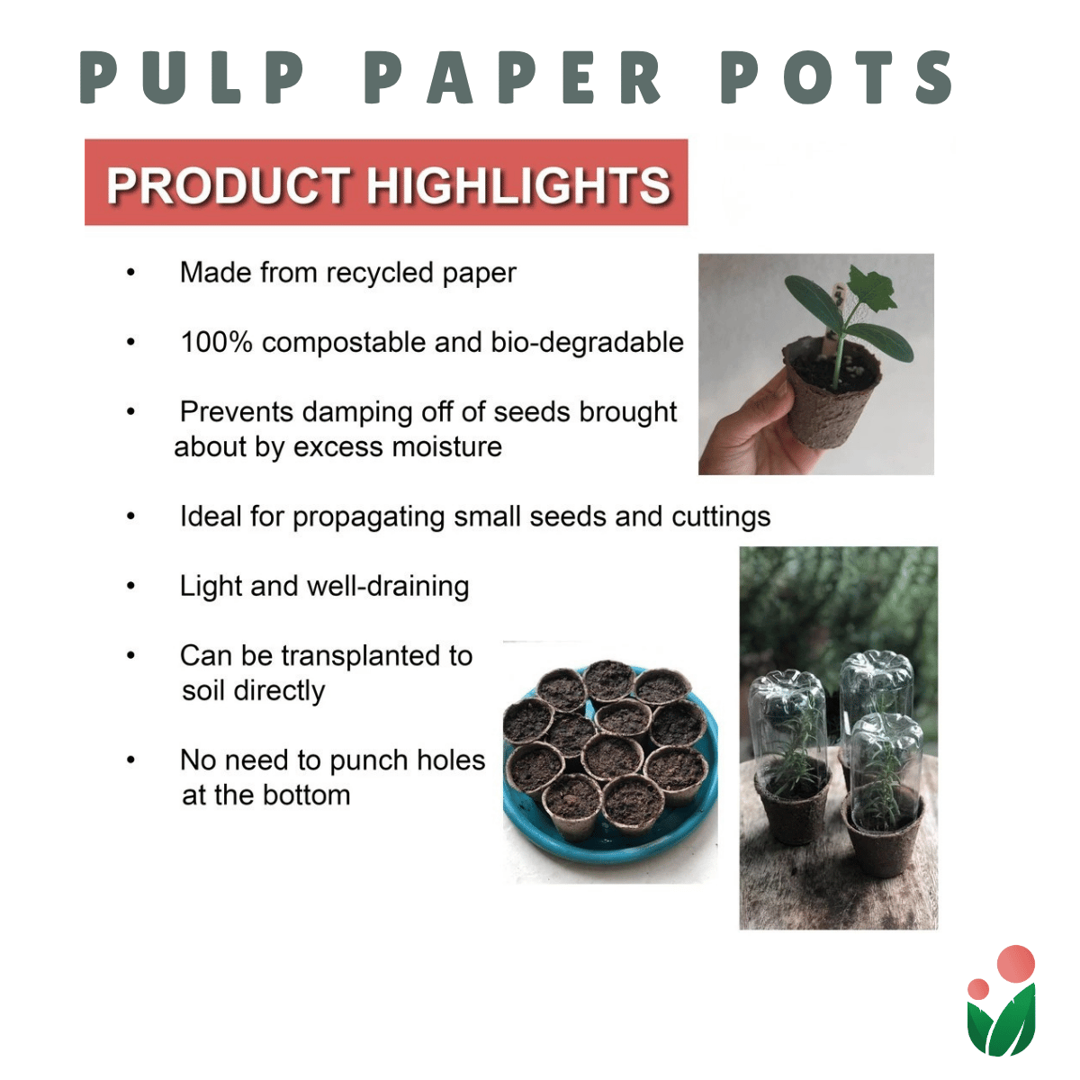 pulp pots for plants 30-PCS PULP PAPER POTS FOR SEED STARTING Environment-friendly and Bio- – Urban Gardening Mom