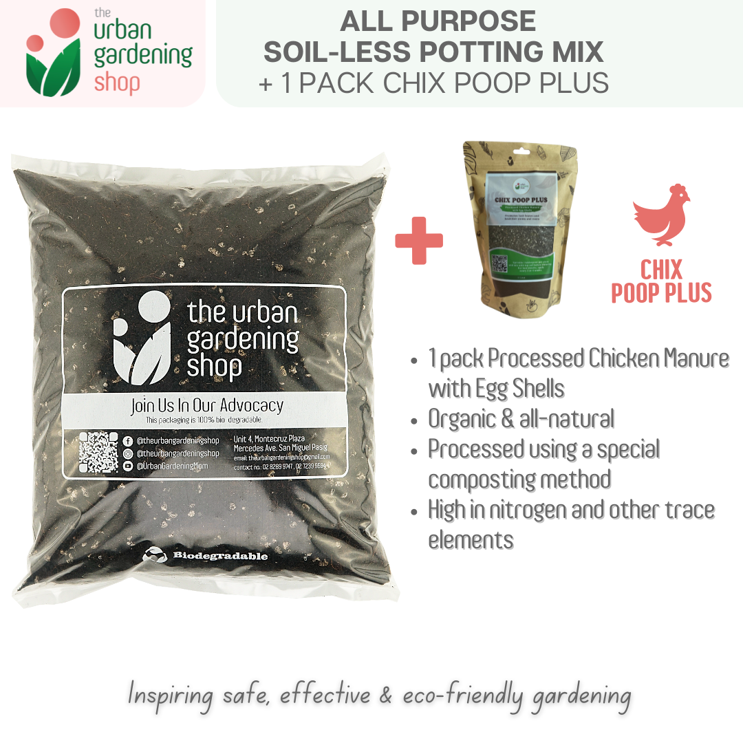 8-liter SOIL-LESS POTTING MIX FOR ALL PURPOSE Soil-less Potting Mix (Better than Loam Soil) Plus Choice of Rabbit Manure, Chicken Manure or Worm Castings