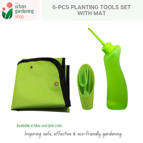 The Urban Gardening Shop | 6-pcs Planting Tools Set with Mat for Gardening |