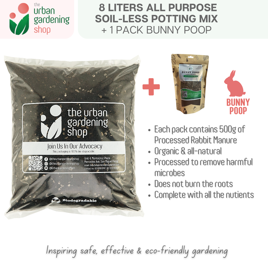 8-liter SOIL-LESS POTTING MIX FOR ALL PURPOSE Soil-less Potting Mix (Better than Loam Soil) Plus Choice of Rabbit Manure, Chicken Manure or Worm Castings