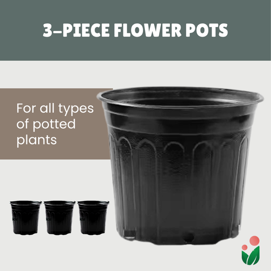 3-pcs Plastic Flower Pot (Includes 3 FREE Plant Saucers)