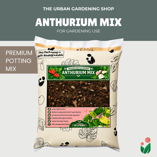 Anthurium Soilless Potting Mix 8L | Premium Airy Chunky Well Draining Growing Media with Peat Moss, Coco Chunks, Pine Bark, Perlite, Pumice, Neem and Beneficial Microbes| Soilless Media for Anthurium, Aroids & Houseplants