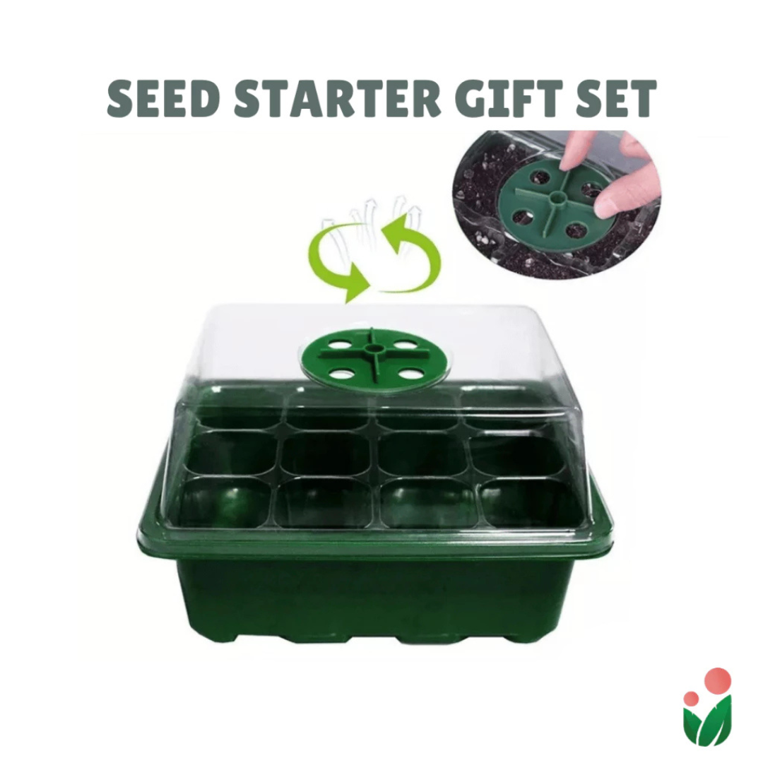 SEED GROW KIT with Tray and Humidity Dome- Includes Potting Mix, Seedling Tags and Free Seeds