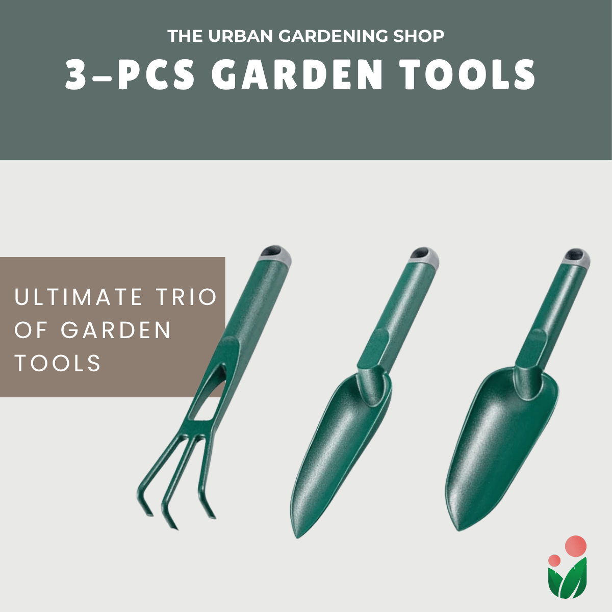 (3-pcs Green) PREMIUM HAND TOOLS 3pcs- Set for Gardening Purposes