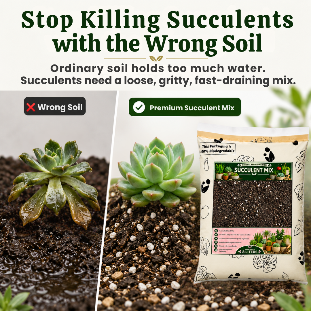 8-liter PREMIUM SUCCULENT POTTING MIX - High Quality Soilless Media for Cacti and Succulents