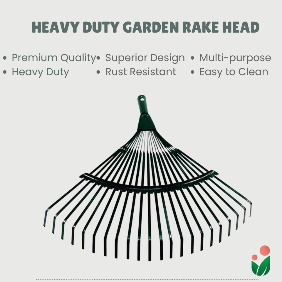 Heavy Duty Garden Rake Head for Backyard Lawn Gardens  (Pole not included)