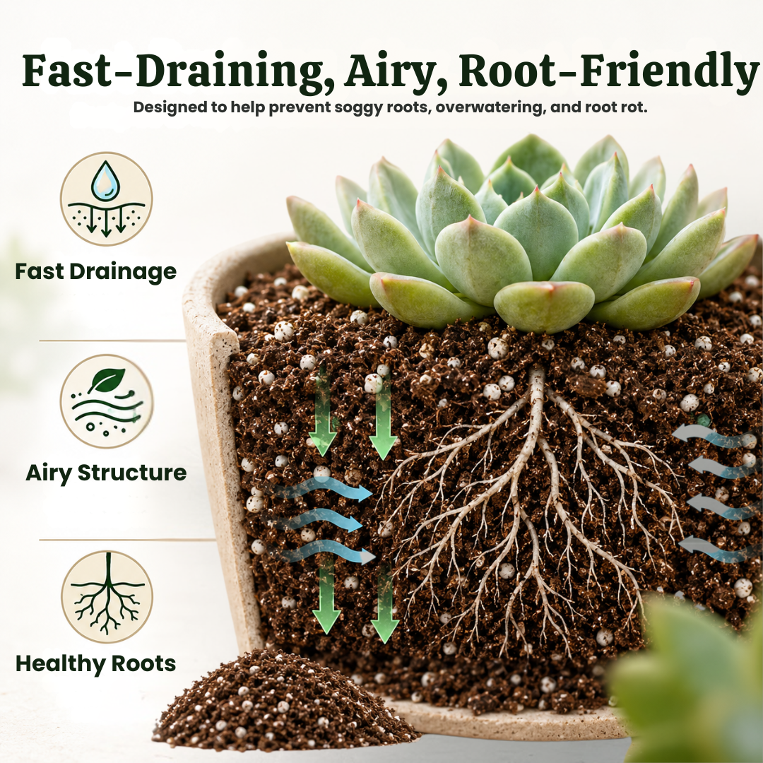 8-liter PREMIUM SUCCULENT POTTING MIX - High Quality Soilless Media for Cacti and Succulents