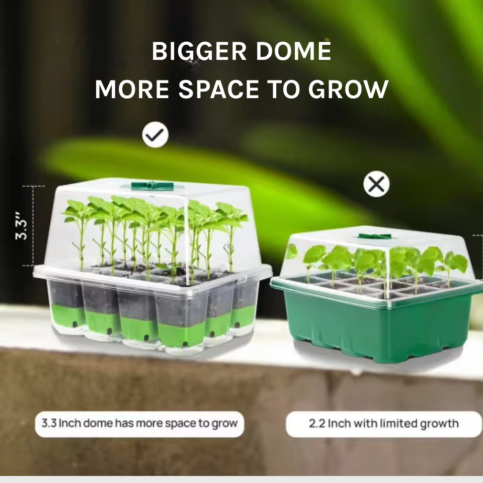 Premium Seed Starter Set - Complete with Silicone Seed Strater Tray, Humidity Dome, Starting Mix, Seed Packet, Grow Guide and Freebie