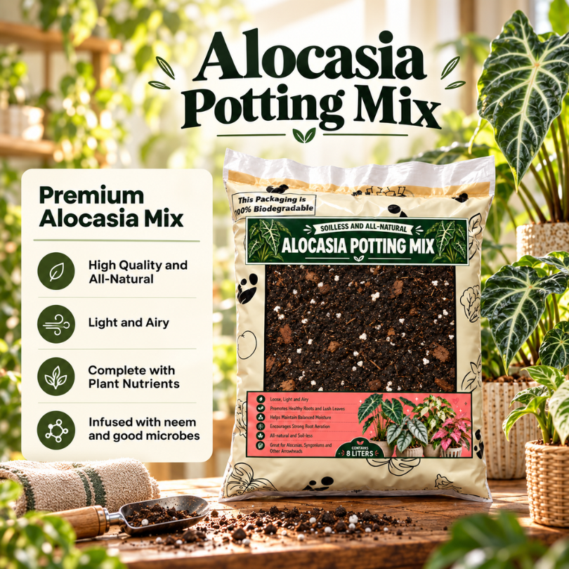8L Premium Alocasia Potting Mix  - Soilless Growing Medium for Alocasias and Arrowheads - Container planting mix for Alocasia and other arrowhead plants | The Urban Gardening Shop
