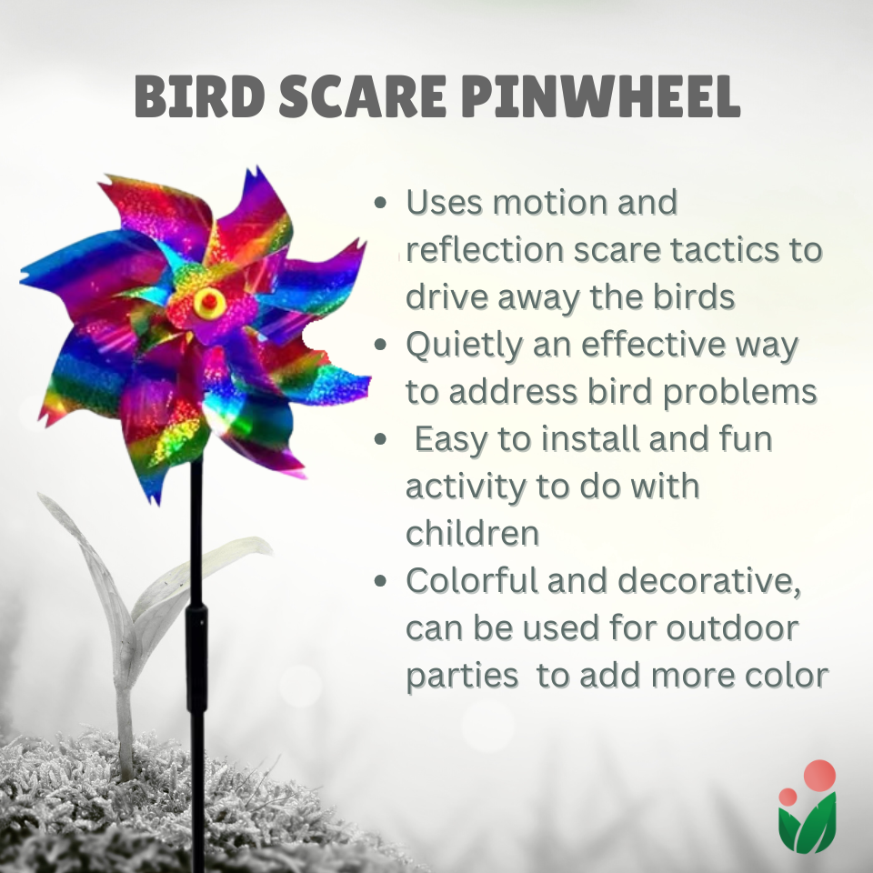 Bird Scare Pinwheel for Home Gardens (Keeps birds off your garden)