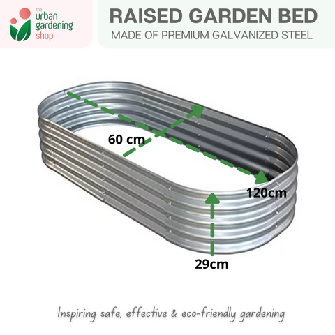 Galvanized Raised Garden Bed | Premium Oval 120cm x 60cm x 29cm