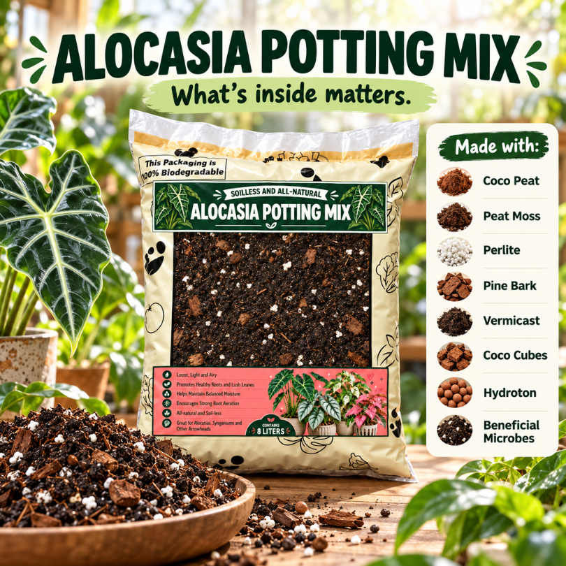 8L Premium Alocasia Potting Mix  - Soilless Growing Medium for Alocasias and Arrowheads - Container planting mix for Alocasia and other arrowhead plants | The Urban Gardening Shop