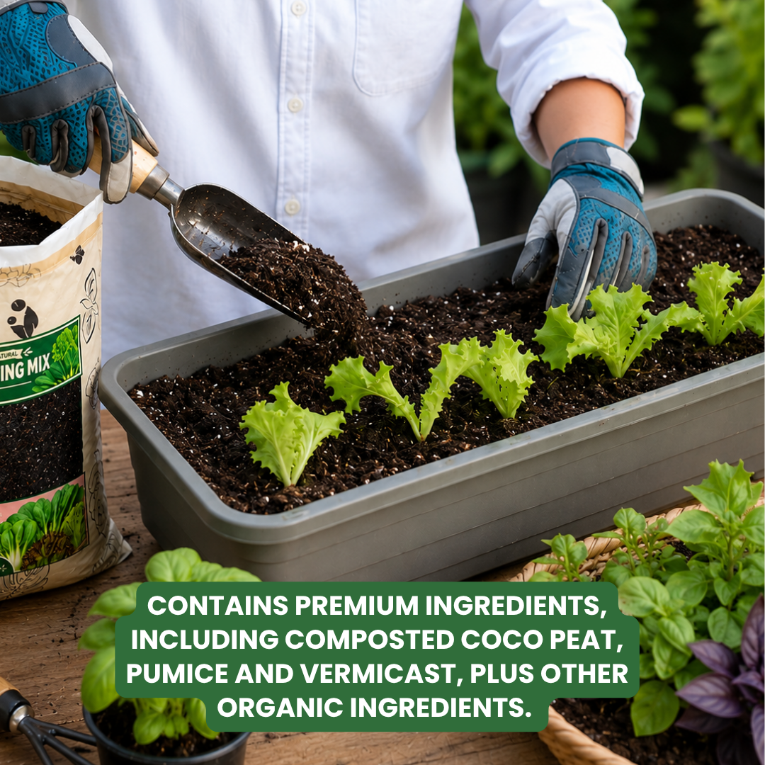 8L Veggie Soilless Potting Mix| For Leafy Greens & Herbs, Light Airy Grow Medium, Moisture Retentive, pH Balanced, Infused with Beneficial Microbes for Lettuce, Basil, Pechay, Kangkong & Home Gardening