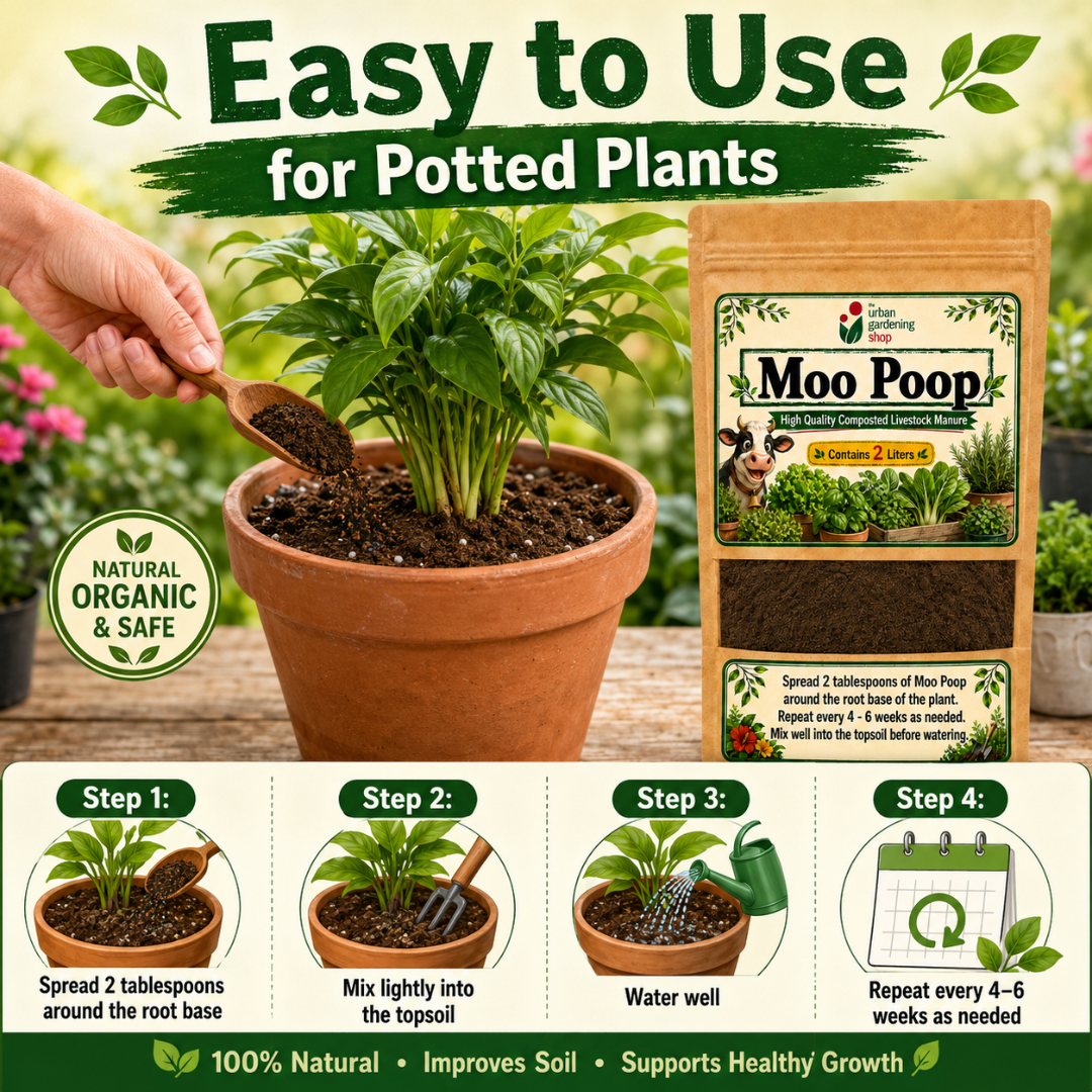 Moo Poop Composted Cow Manure 2L Soil Conditioner for Plants, Vegetables, Herbs & Garden Soil