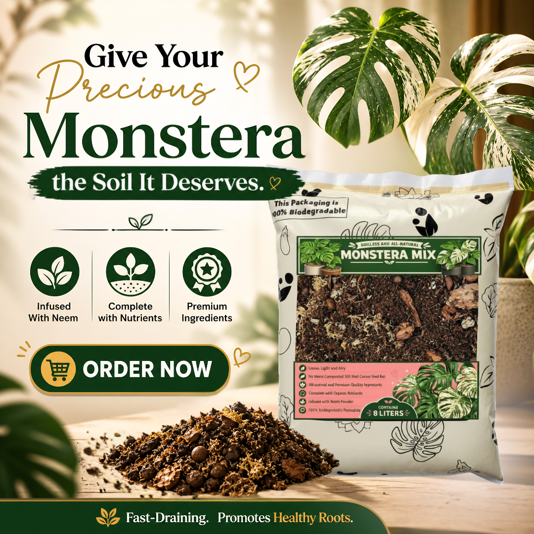 8L Monstera Soilless Potting Mix | Chunky Airy Aroid Plant Soil Free Mix with Coco Chips, Pine Bark, Perlite, Pumice, Neem & Beneficial Microbes for Healthy Root Growth