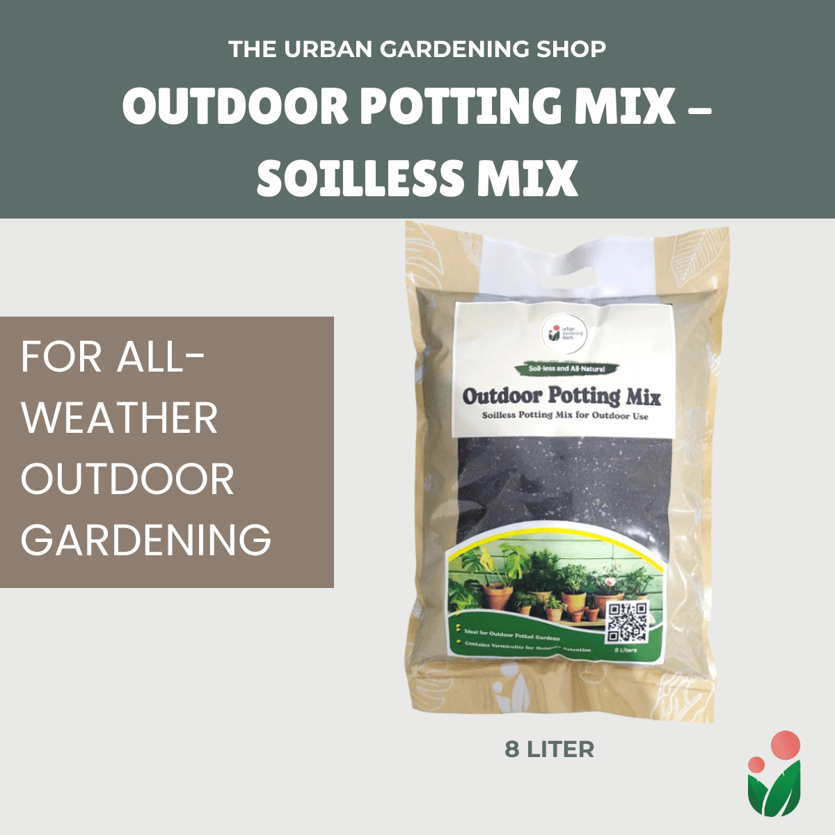 8-Liter Outdoor Potting Mix -Soilless Mix For All-Weather Outdoor Gardening
