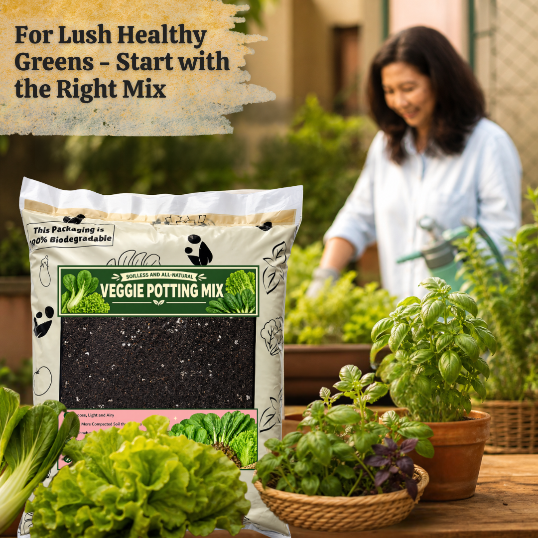 8L Veggie Soilless Potting Mix| For Leafy Greens & Herbs, Light Airy Grow Medium, Moisture Retentive, pH Balanced, Infused with Beneficial Microbes for Lettuce, Basil, Pechay, Kangkong & Home Gardening