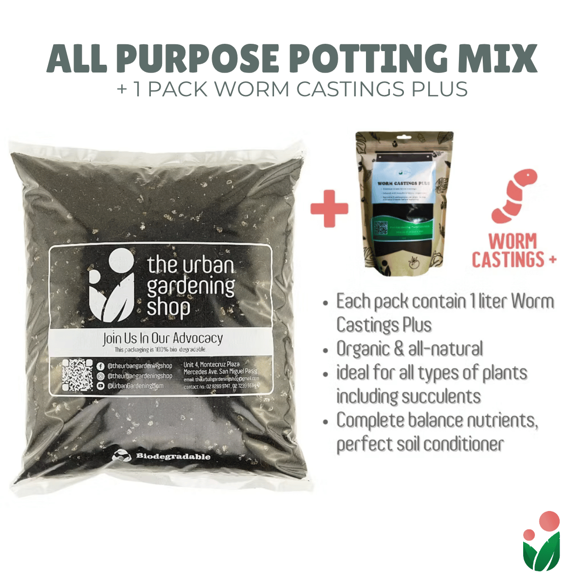 8-liter SOIL-LESS POTTING MIX FOR ALL PURPOSE   Soil-less Potting Mix (Better than Loam Soil) Plus Choice of Rabbit Manure, Chicken Manure or Worm Castings