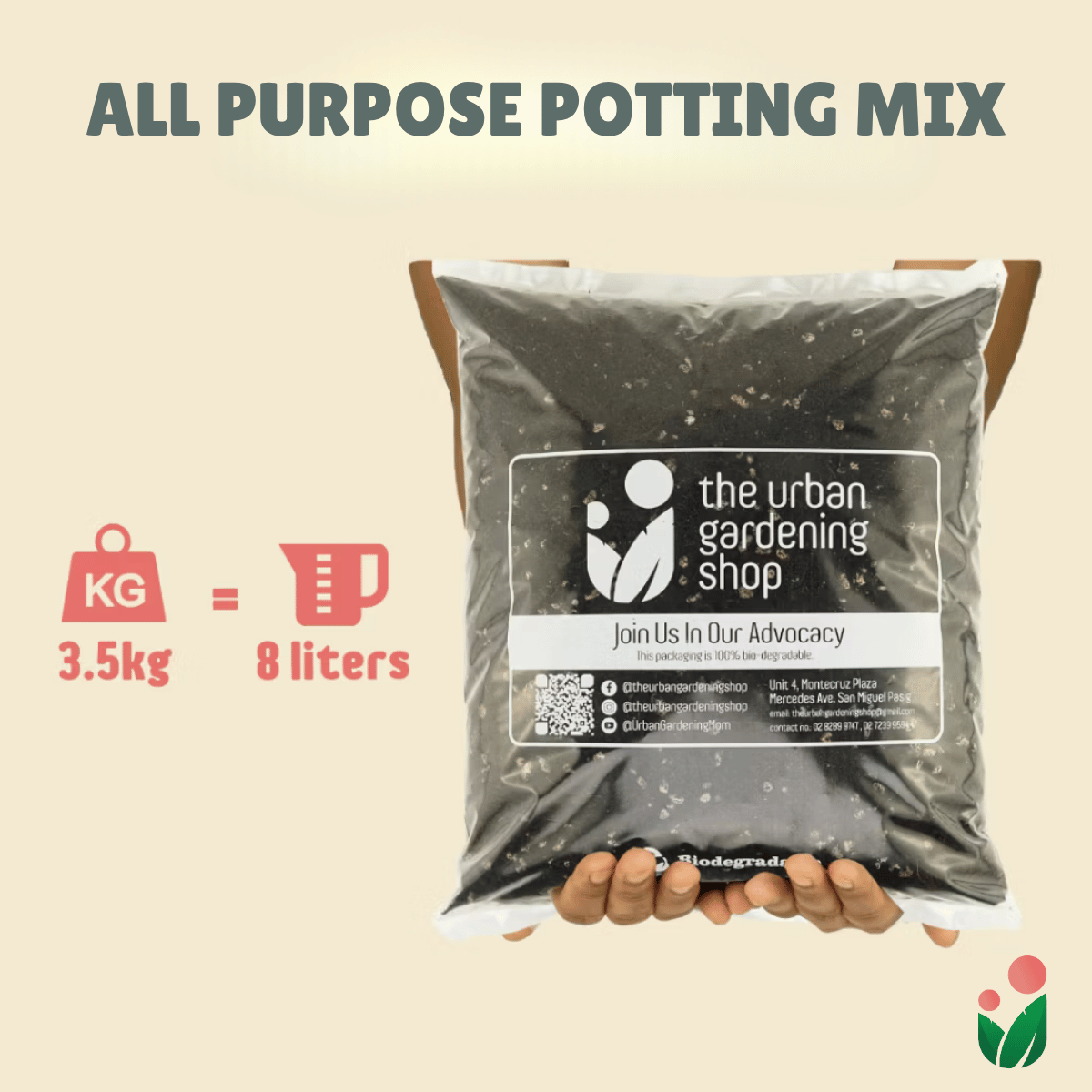 8-liter SOIL-LESS POTTING MIX FOR ALL PURPOSE   Soil-less Potting Mix (Better than Loam Soil) Plus Choice of Rabbit Manure, Chicken Manure or Worm Castings