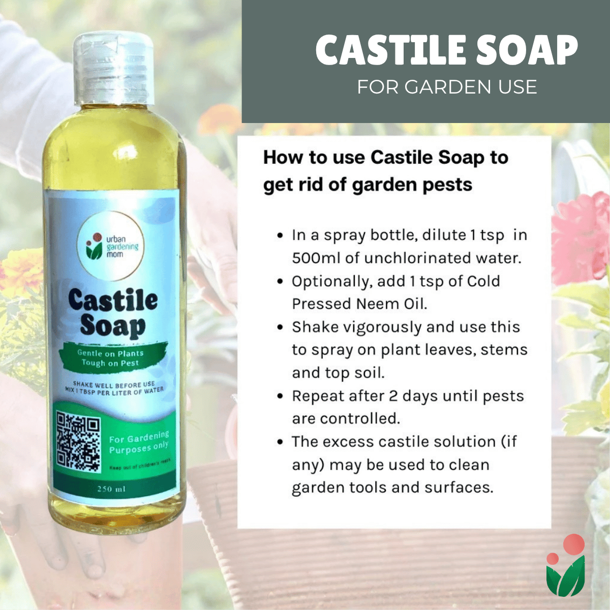LIQUID CASTILE SOAP  Organic Pesticide, Safe, Environment-friendly and Non-toxic Pest Control for the Garden