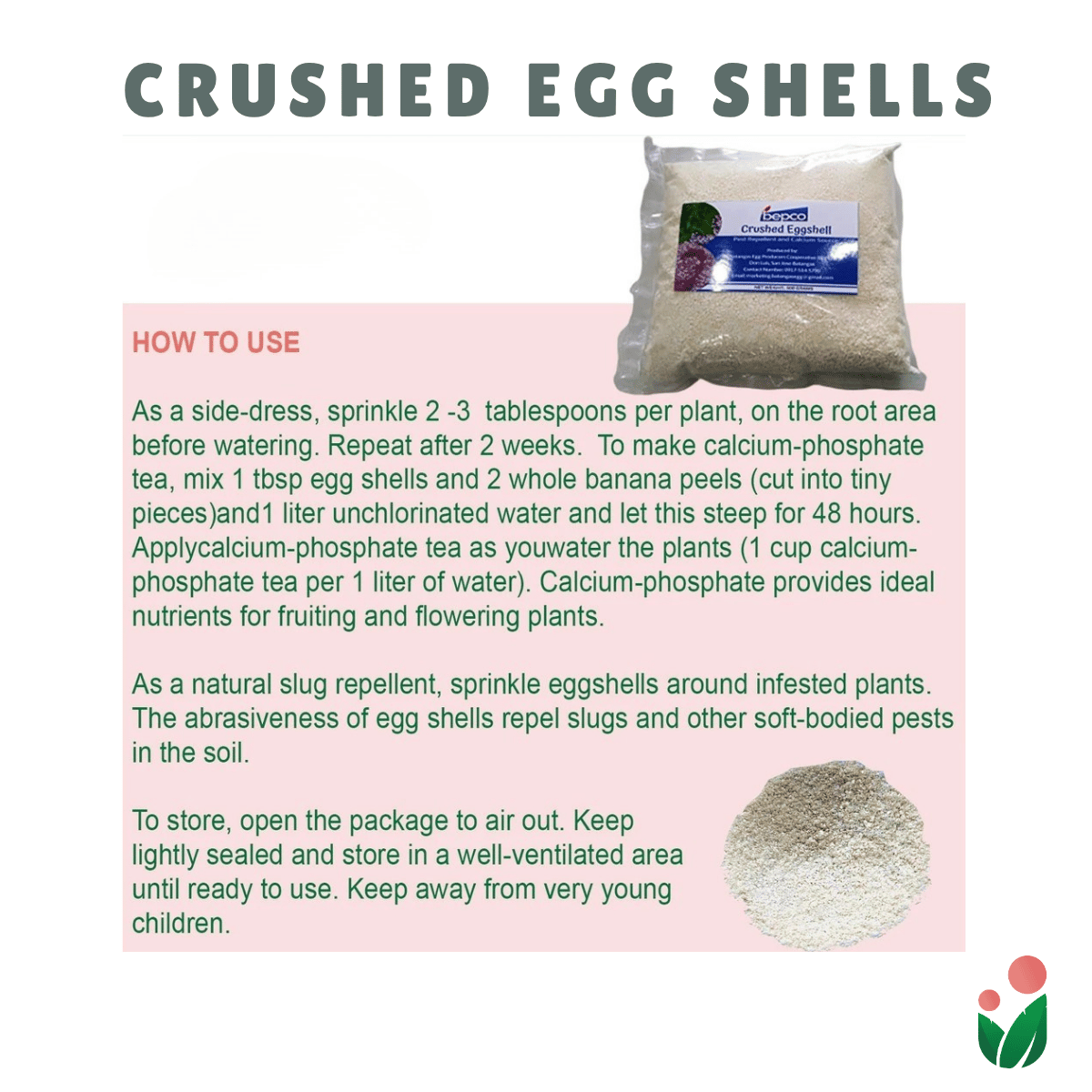 CRUSHED EGG SHELLS All-Natural Calcium-Rich Plant Nutrient