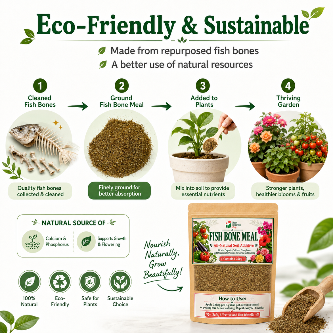 Fish Bone Meal - All-Natural Soil Additive Rich in Phosphorus and Calcium For Flowering, & Fruiting