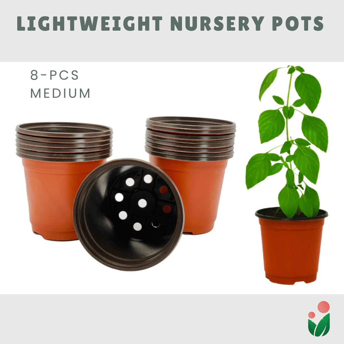 Lightweight Nursery Seedling Pots |  Plastic Red and Black Color in 3 Different Sizes