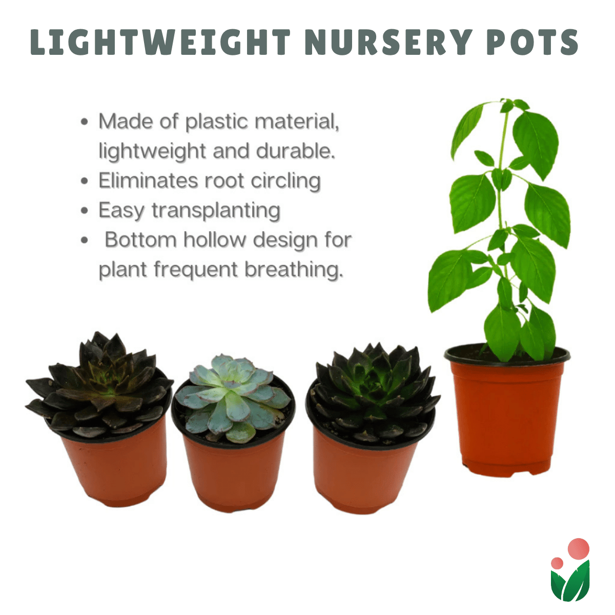 Lightweight Nursery Seedling Pots |  Plastic Red and Black Color in 3 Different Sizes