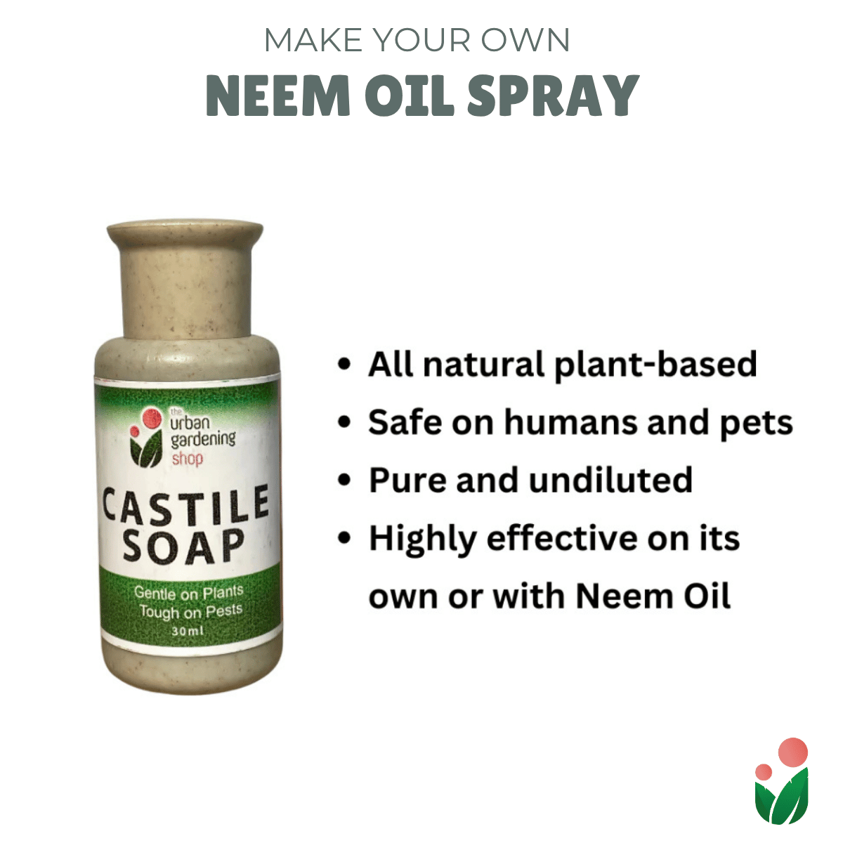 Neem Oil Spray Do-it-Yourself Kit for Gardening Use (Neem + Castile Soap Bundle Kit)