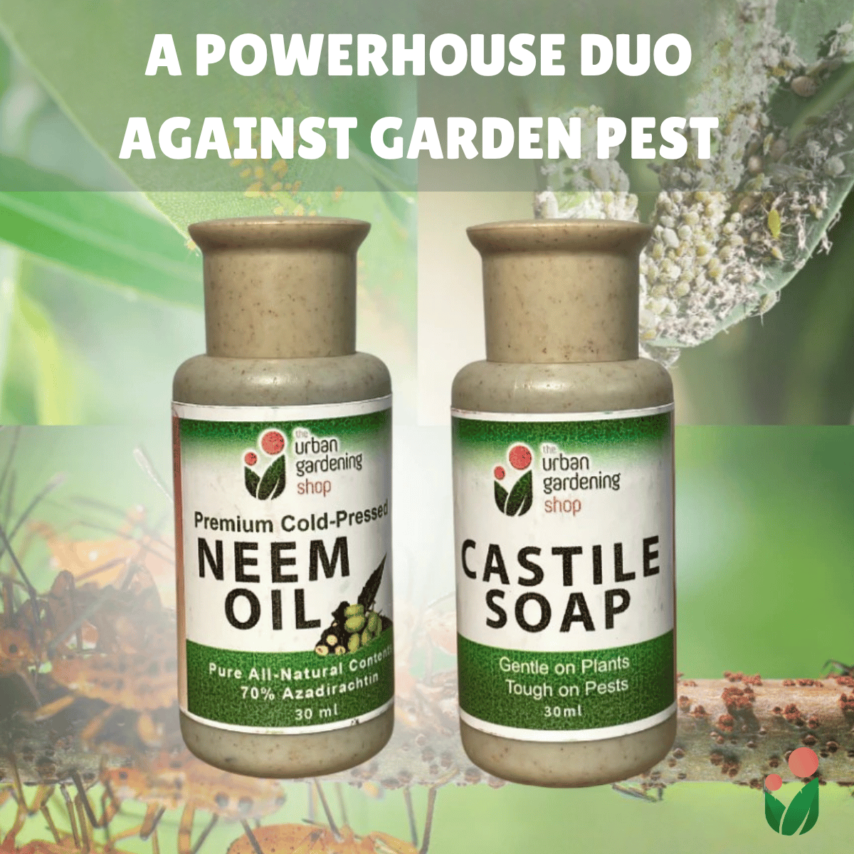 Neem Oil Spray Do-it-Yourself Kit for Gardening Use (Neem + Castile Soap Bundle Kit)