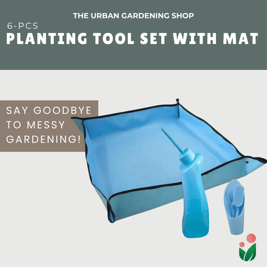The Urban Gardening Shop | 6-pcs Planting Tools Set with Mat for Gardening |