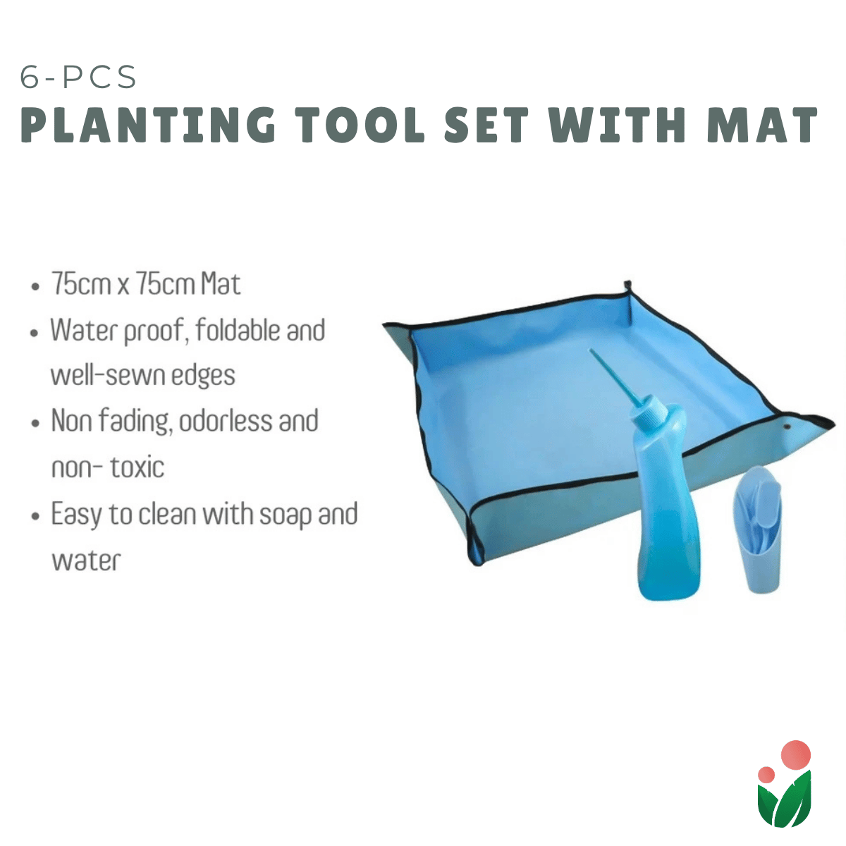The Urban Gardening Shop | 6-pcs Planting Tools Set with Mat for Gardening |