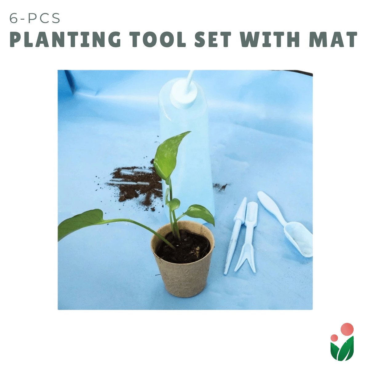The Urban Gardening Shop | 6-pcs Planting Tools Set with Mat for Gardening |