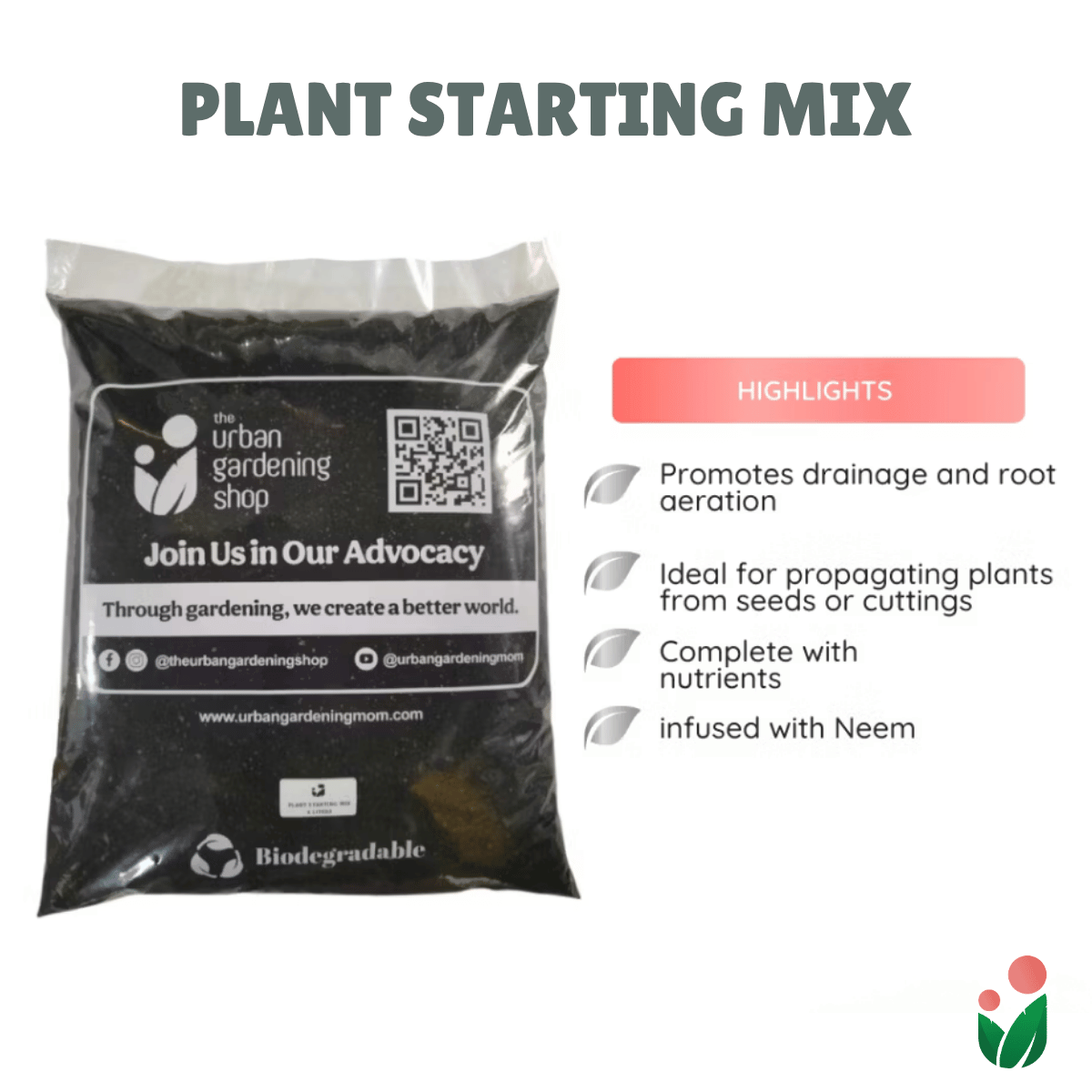 Soil-less Plant Starting Mix (2.0 Liter per Pack + FREE Starting Guide Kit)| Best Grow Media For Starting Plants