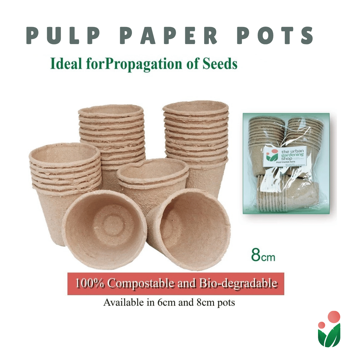 30-PCS PULP PAPER POTS FOR SEED STARTING  Environment-friendly and Bio-degradable