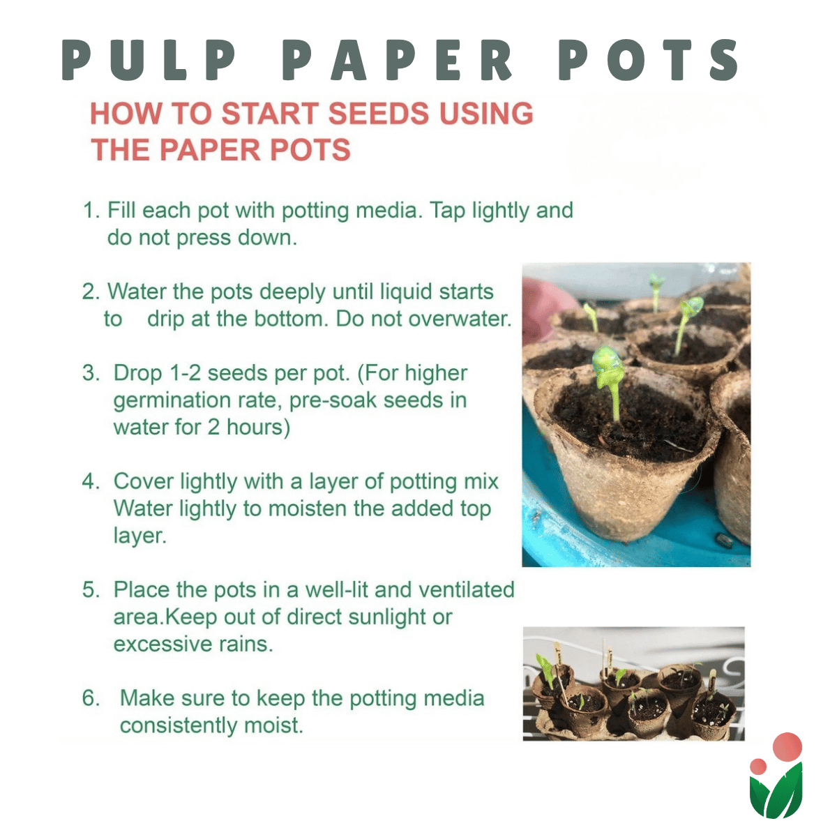 30-PCS PULP PAPER POTS FOR SEED STARTING  Environment-friendly and Bio-degradable
