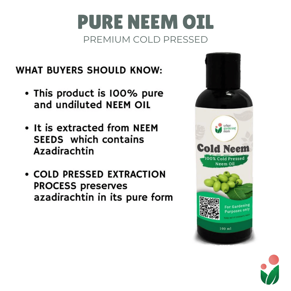 COLD NEEM 100% Pure Neem Oil Extracted from Neem Seeds using Cold Press Method