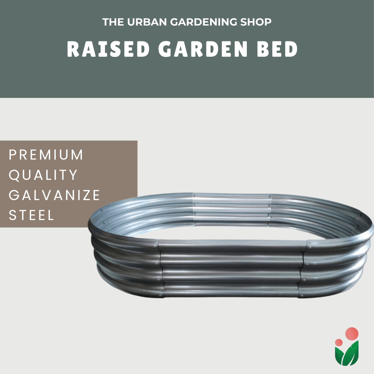 Galvanized Raised Garden Bed | Premium Oval 120cm x 60cm x 29cm