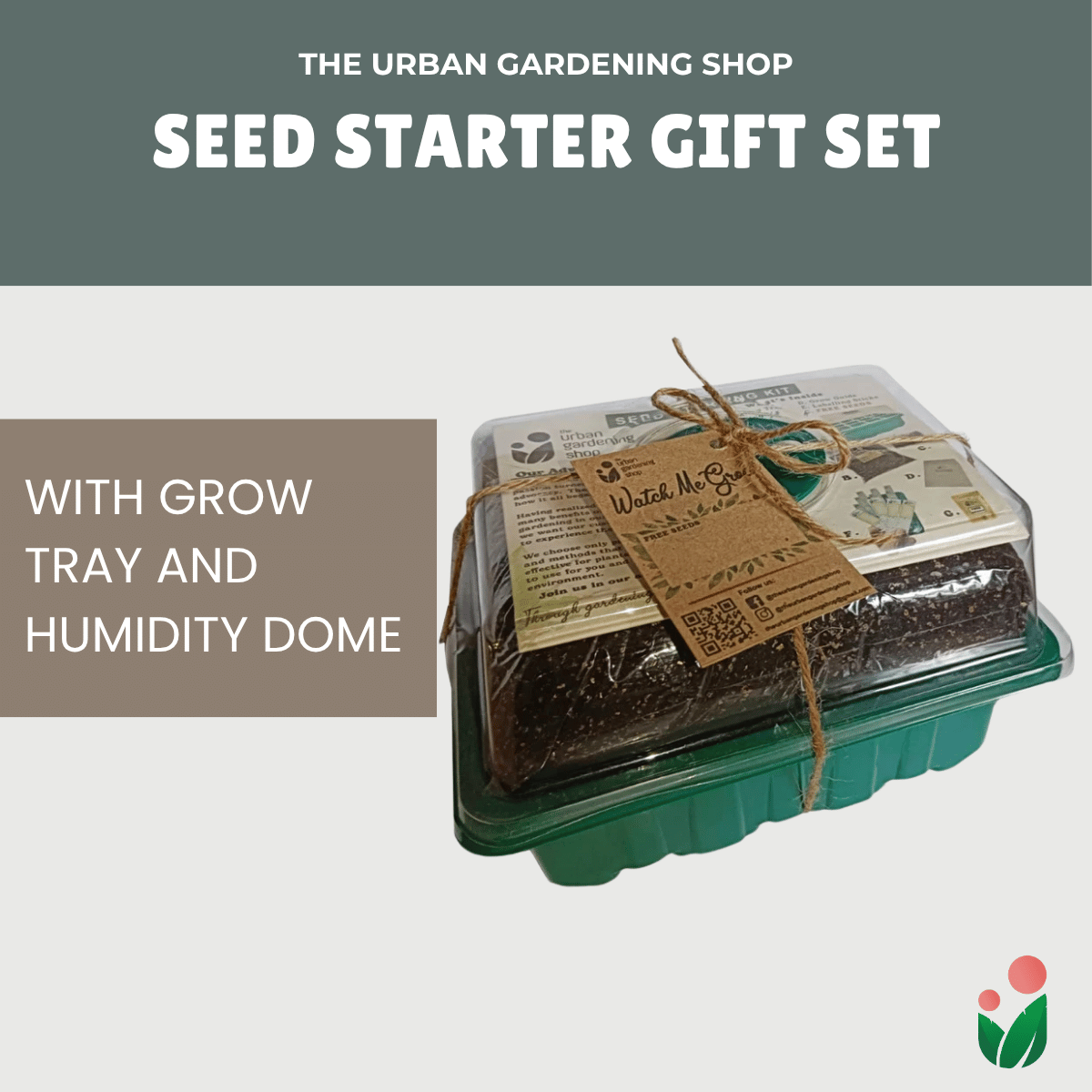SEED GROW KIT with Tray and Humidity Dome- Includes Potting Mix, Seedling Tags and Free Seeds