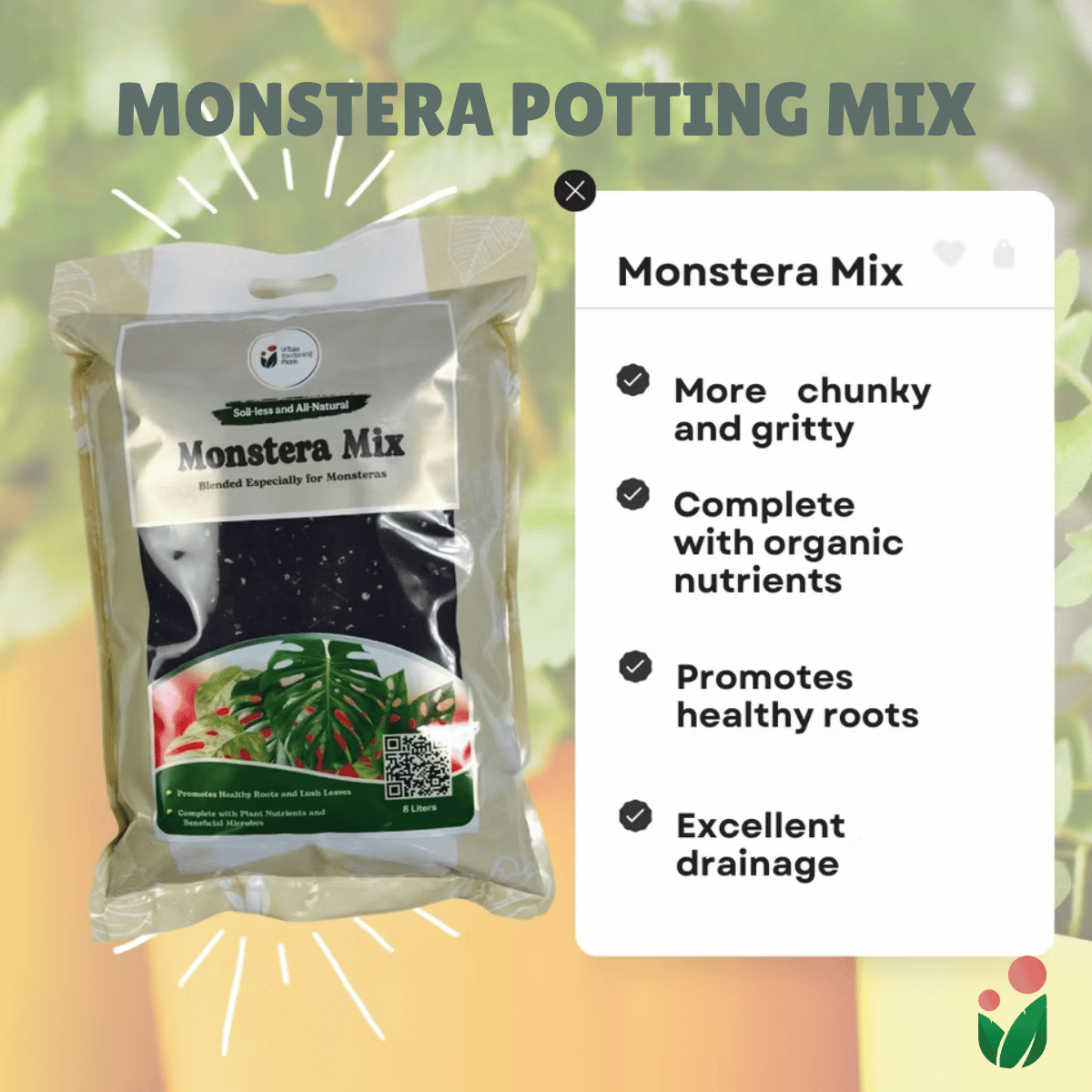 8-liter PREMIUM MONSTERA POTTING MIX  Best Soil-less Mix for Monsteras and Similar Aroids