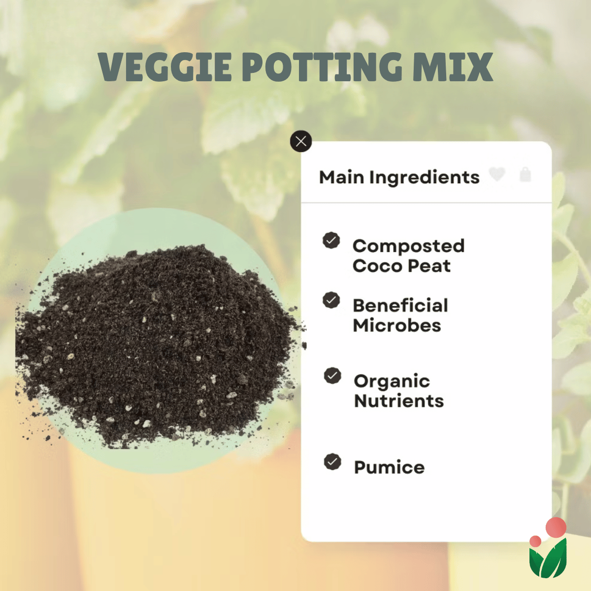 8-liter VEGGIE POTTING MIX   Premium Soilless Potting Mix for Leafy Greens and Herbs