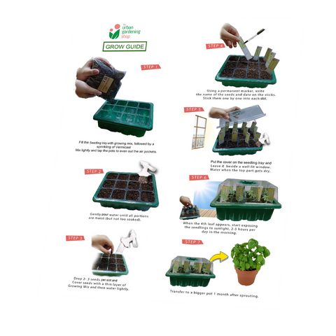 SEED GROW KIT with Tray and Humidity Dome- Includes Potting Mix, Seedling Tags and Free Seeds