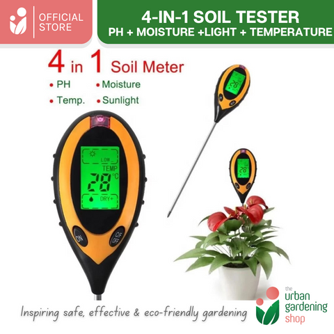 4-in-1 Soil Test Meter for pH Level Moisture Temperature and Sunlight - Ideal for Gardening Use