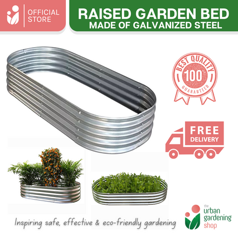 Galvanized Raised Garden Bed | Premium Oval 120cm x 60cm x 29cm