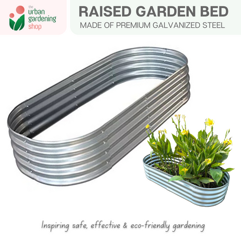 Galvanized Raised Garden Bed | Premium Oval 120cm x 60cm x 29cm