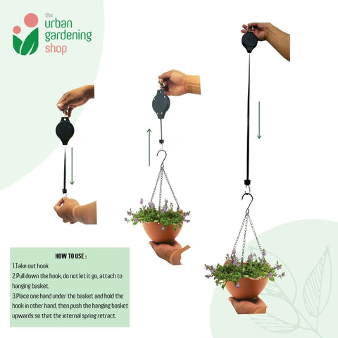 RETRACTABLE PLANT PULLEY for Hanging Plants