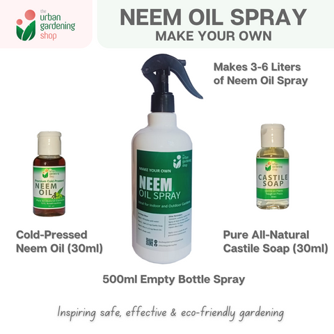 Neem Oil Spray Do-it-Yourself Kit for Gardening Use (Neem + Castile Soap Bundle Kit)