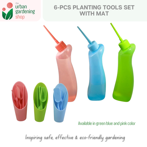 The Urban Gardening Shop | 6-pcs Planting Tools Set with Mat for Gardening |