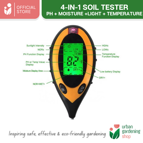 4-in-1 Soil Test Meter for pH Level Moisture Temperature and Sunlight - Ideal for Gardening Use